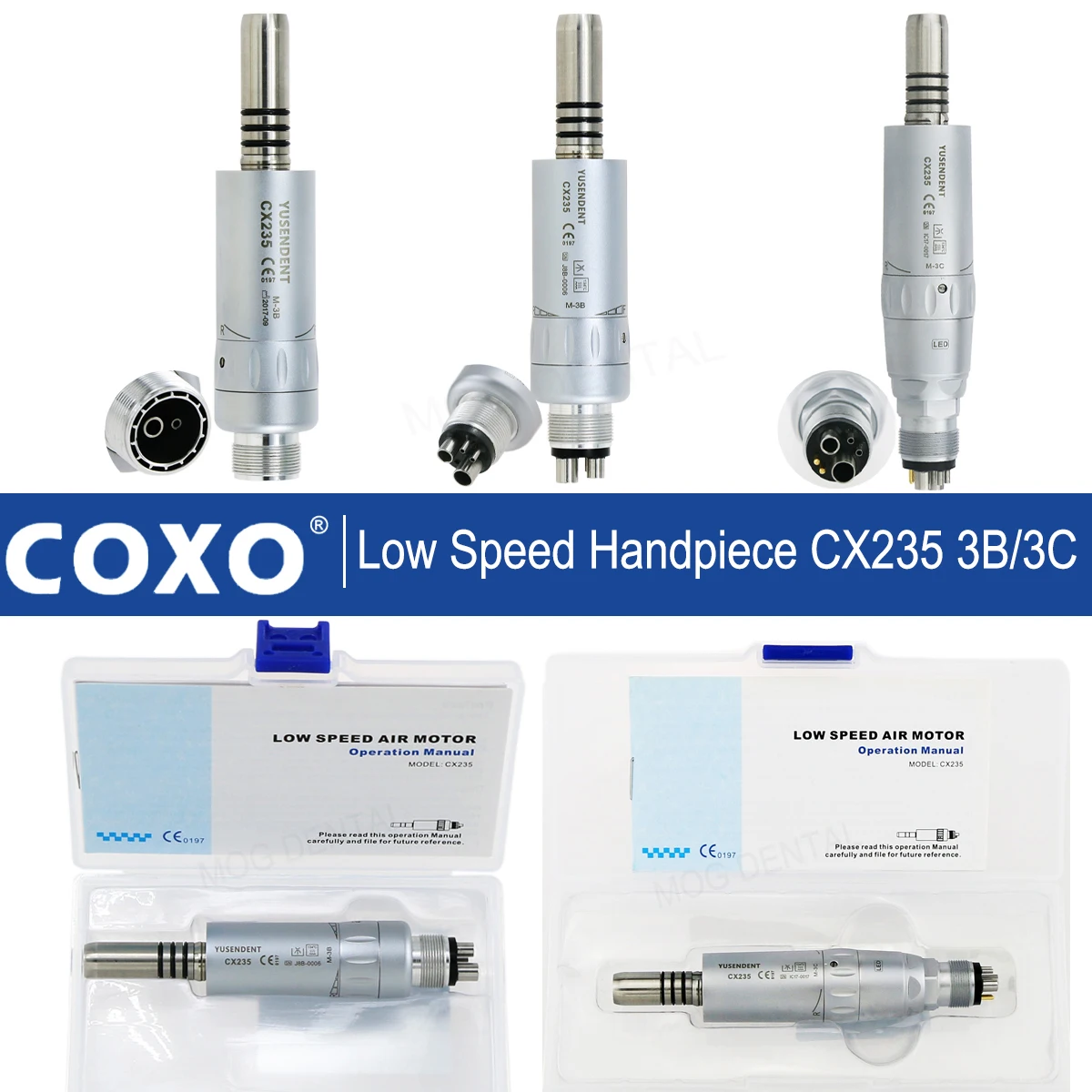 COXO Dental Air Motor 2/4/6 Holes LED Fiber Optic For Low Speed Handpiece Internal Water Spray E Type Fit NSK KAVO Dentist Tools