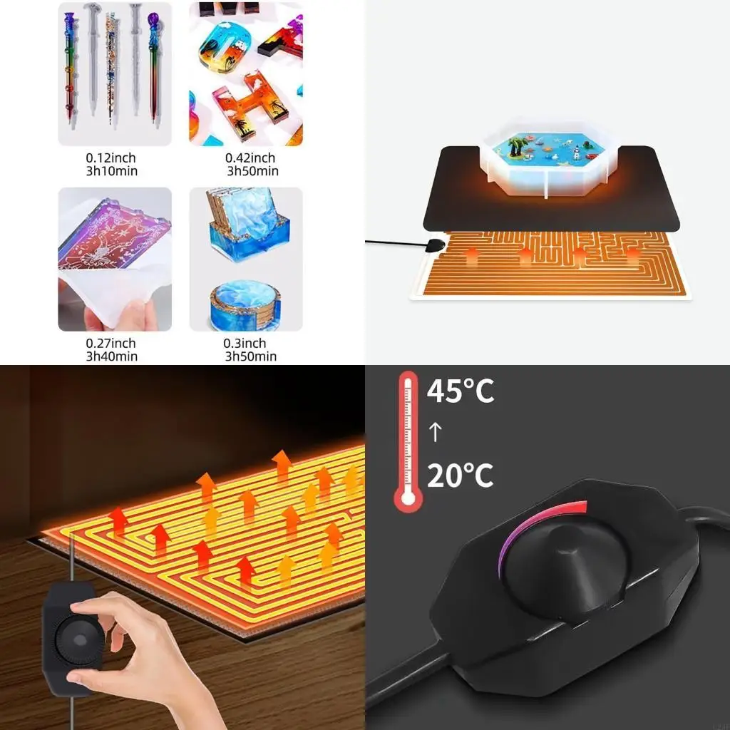   Advanced Heating Mat for Resin Crafts Easy to Use and Quick Cure Mats with Timer