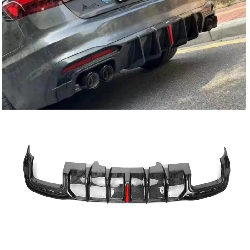 Quality BC Style Carbon Fiber Rear Bumper Lip Spoiler Diffuser with LED light Foi A4 B9.5 2021+  Sline  Rear Diffusercustom