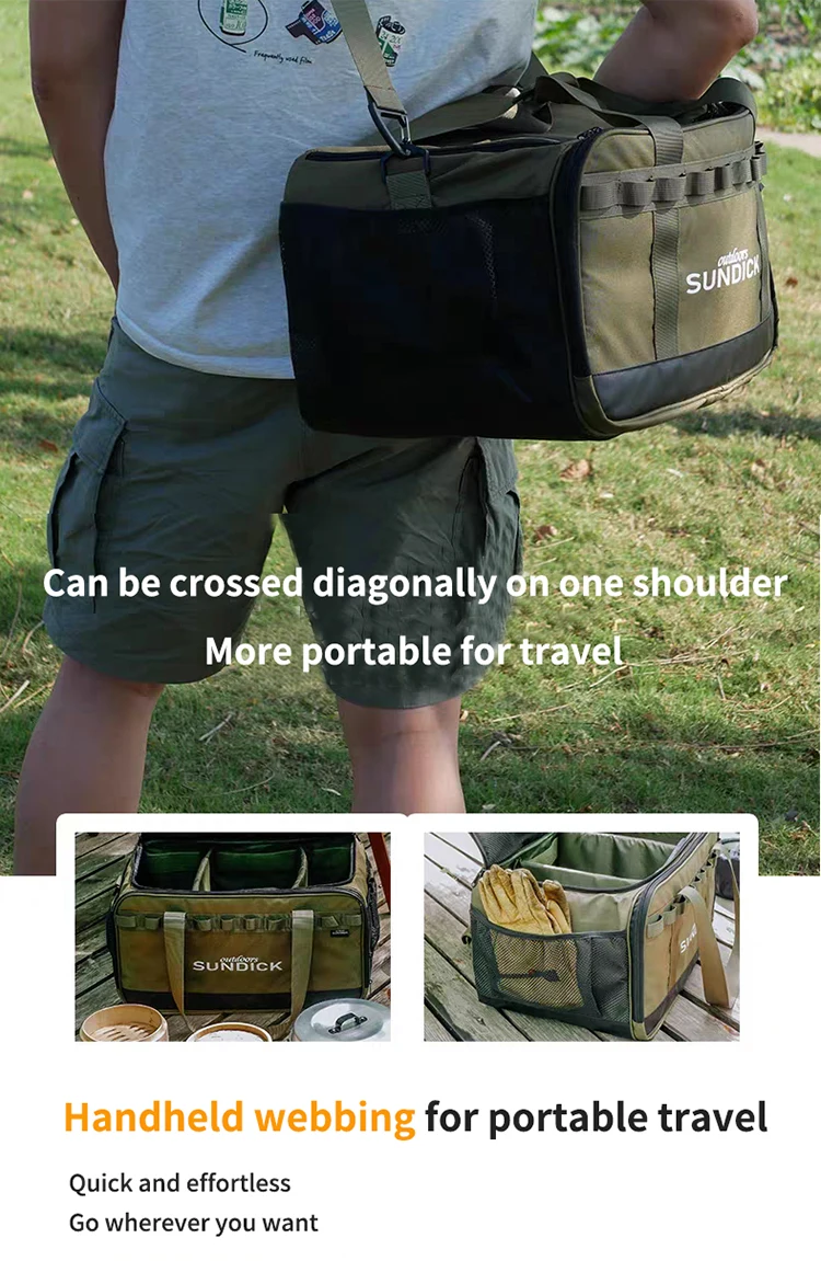 Outdoor-Camping-Picknick-Aufbewahrungstasche mit Fächern für Schüsseln, Teller, Stäbchen, Löffel - 3 Farben Verfügbar – Detail 7