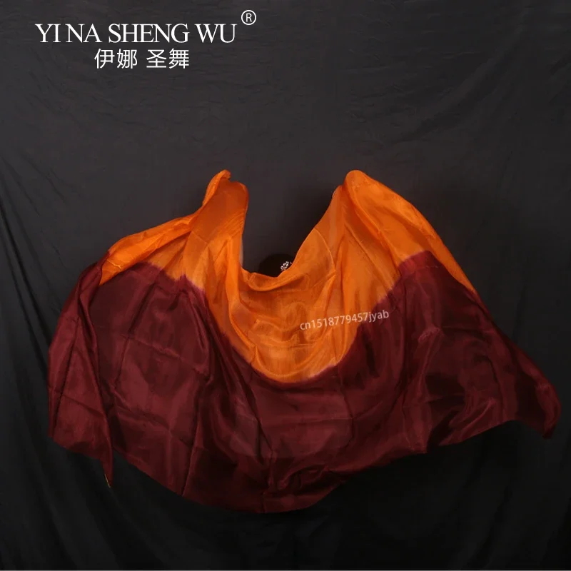 

Индивидуальная вуаль для восточных танцев из натурального шелка, аксессуары для рейвов, для сценических выступлений, ручная окраска, градиентный цвет, 100% натуральный шелк, танцевальная вуаль