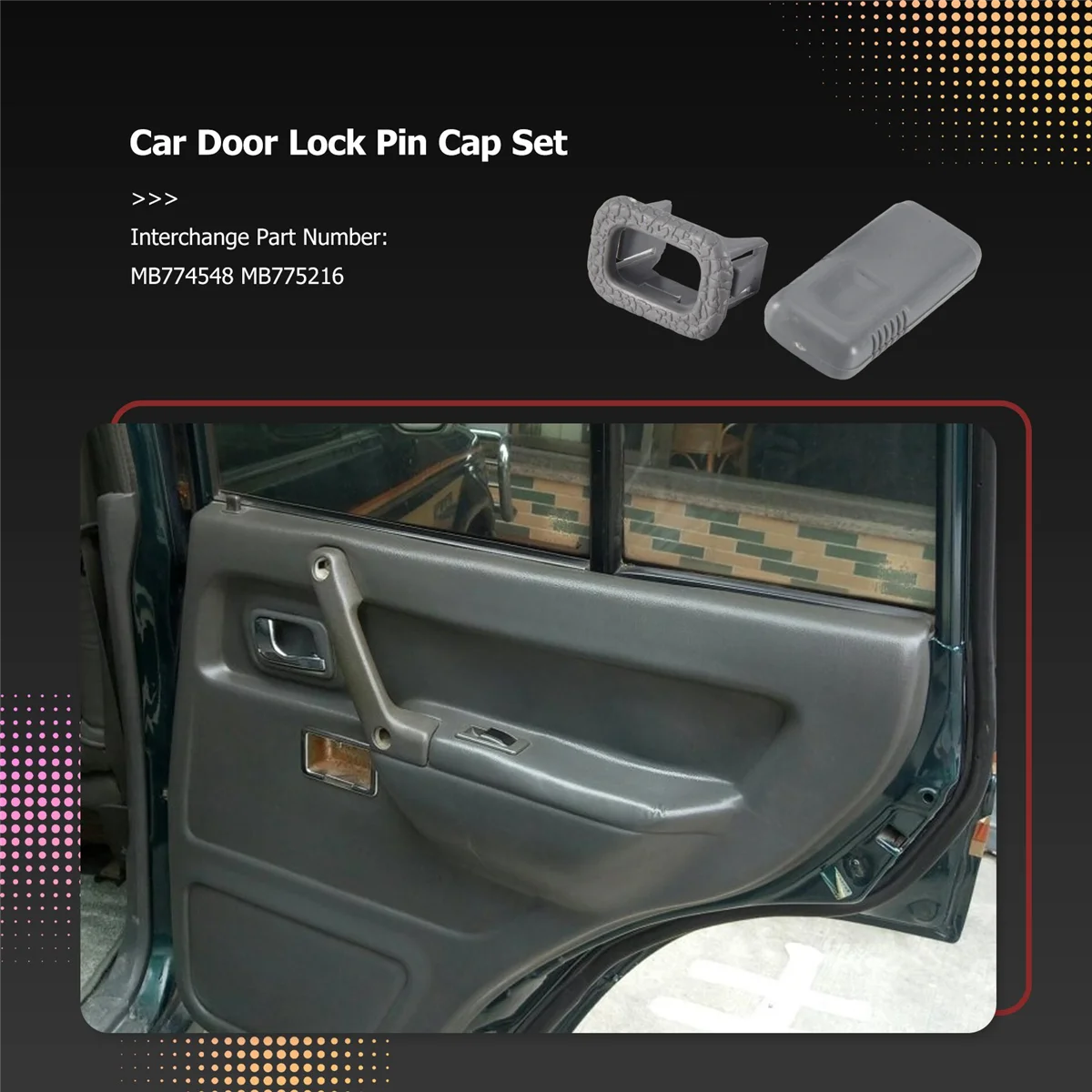 AT77 4er-Set Türverriegelungsstiftkappen-Set + Halterung für Mitsubishi Pajero Montero V31 V32 V33 V43 SHOGUN MK2 MB 774548   MB 775216