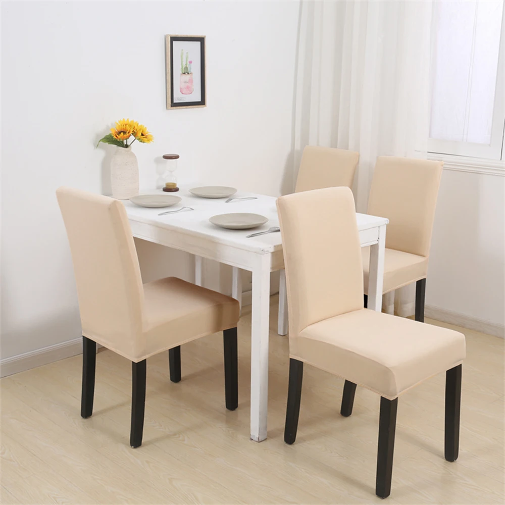 Elastic Chair Covers Polyester Plain Chair Seat Cover Dining Room Furniture Protector Anti-dust for Banquet Office Restaurant