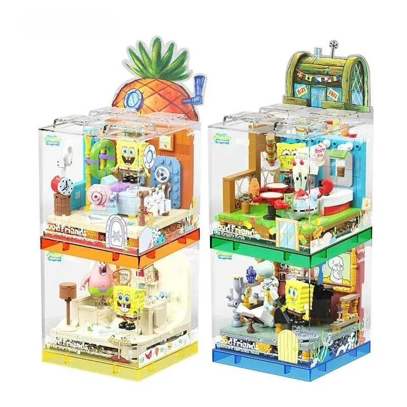 SEMBO BLOCK Spongebob Series Building Blocks Box Patrick Star Krusty Krab Squidward Tentacles Model Assembled Toy Ornaments Gift