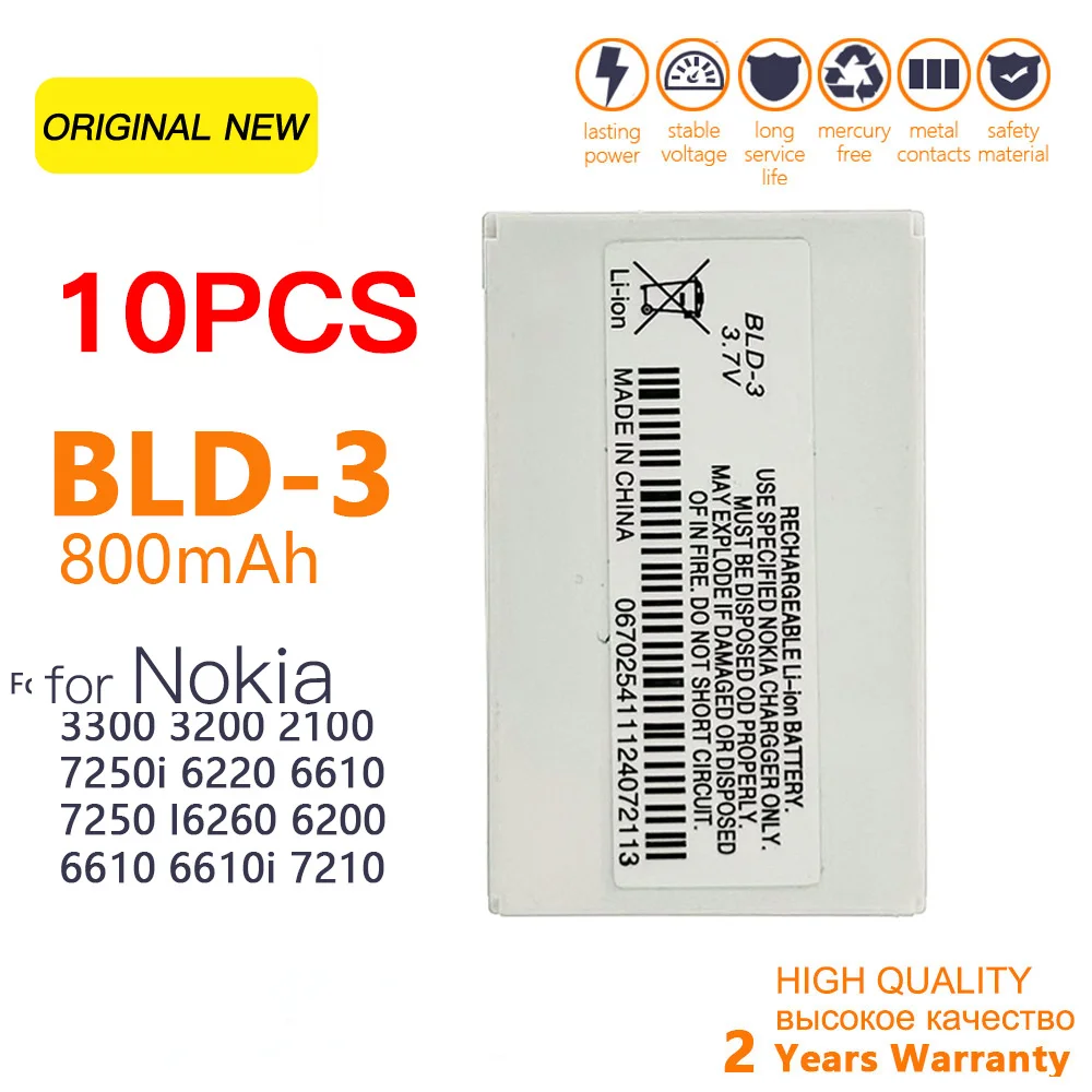 Genuine BLD-3 BLD3 3.7V 800mAh Lithium Polymer Battery For Nokia 210 2100 3300 6220 6610 7250 I6260 6200 6610 6610i 7250i BLD-3