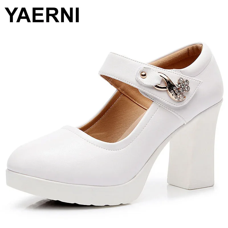 

Plus Size 34-43 Pointed Toe Block Heels Platform Shoes Ladies High Heels Shoes Women Pumps Split Leather Office Shoe
