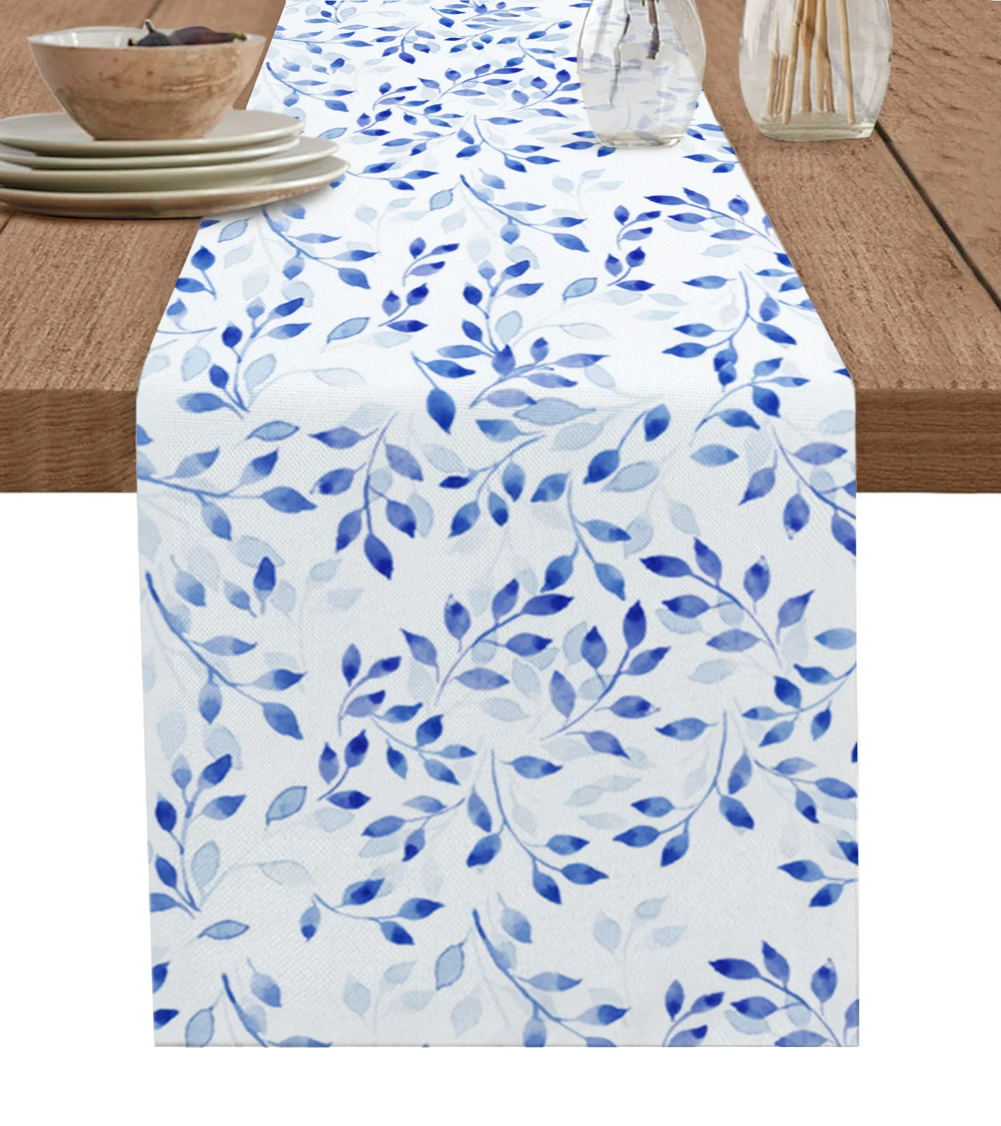 

Blue Abstract Plant Leaf Texture Table Runner Decoration Home Decor Dinner Table Decoration Table Decor