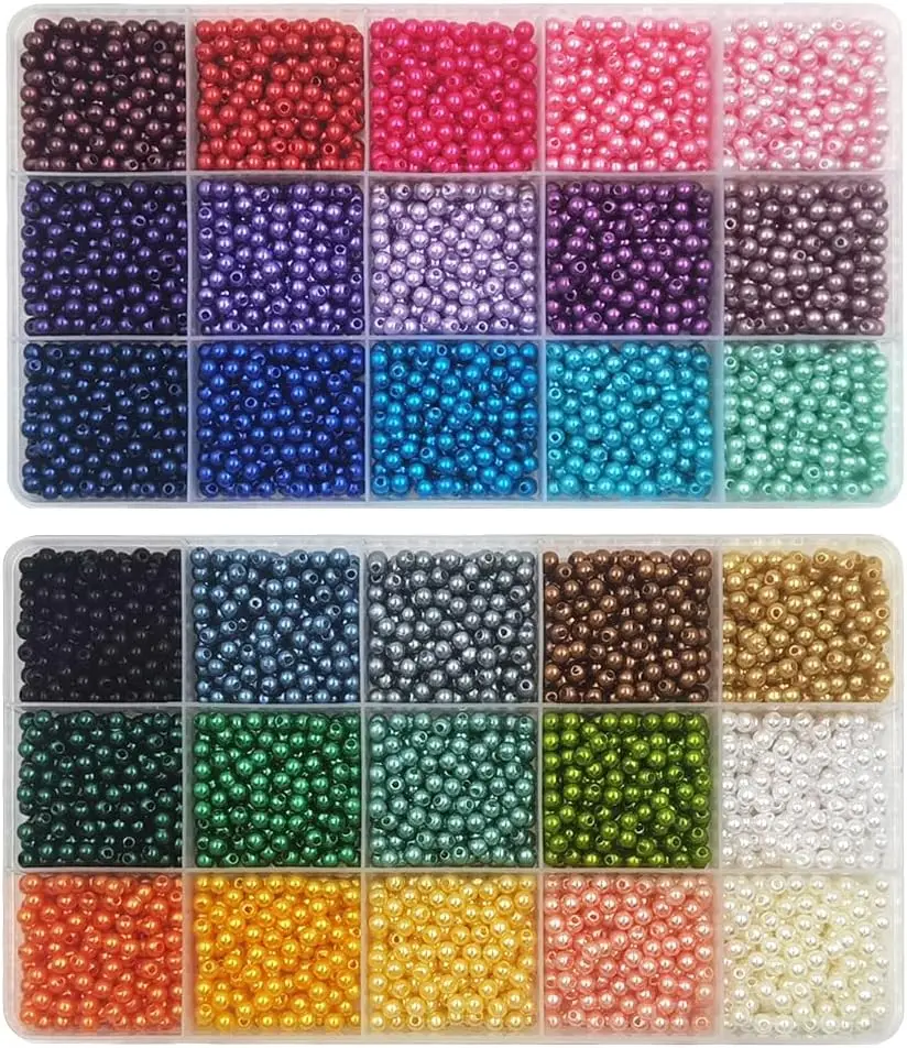 

5400 Pieces 4mm Plastic Beads for Jewelry Making, 30 Colors Craft Beads with Storage Box