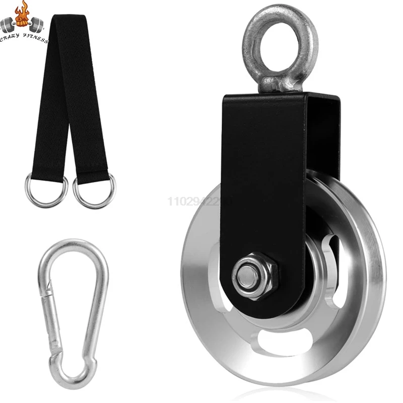 Rueda de polea de Cable, rodamiento de rotación de 360 grados, polea de peso con correas colgantes y mosquetón, accesorios para máquinas de ejercicio silenciosos