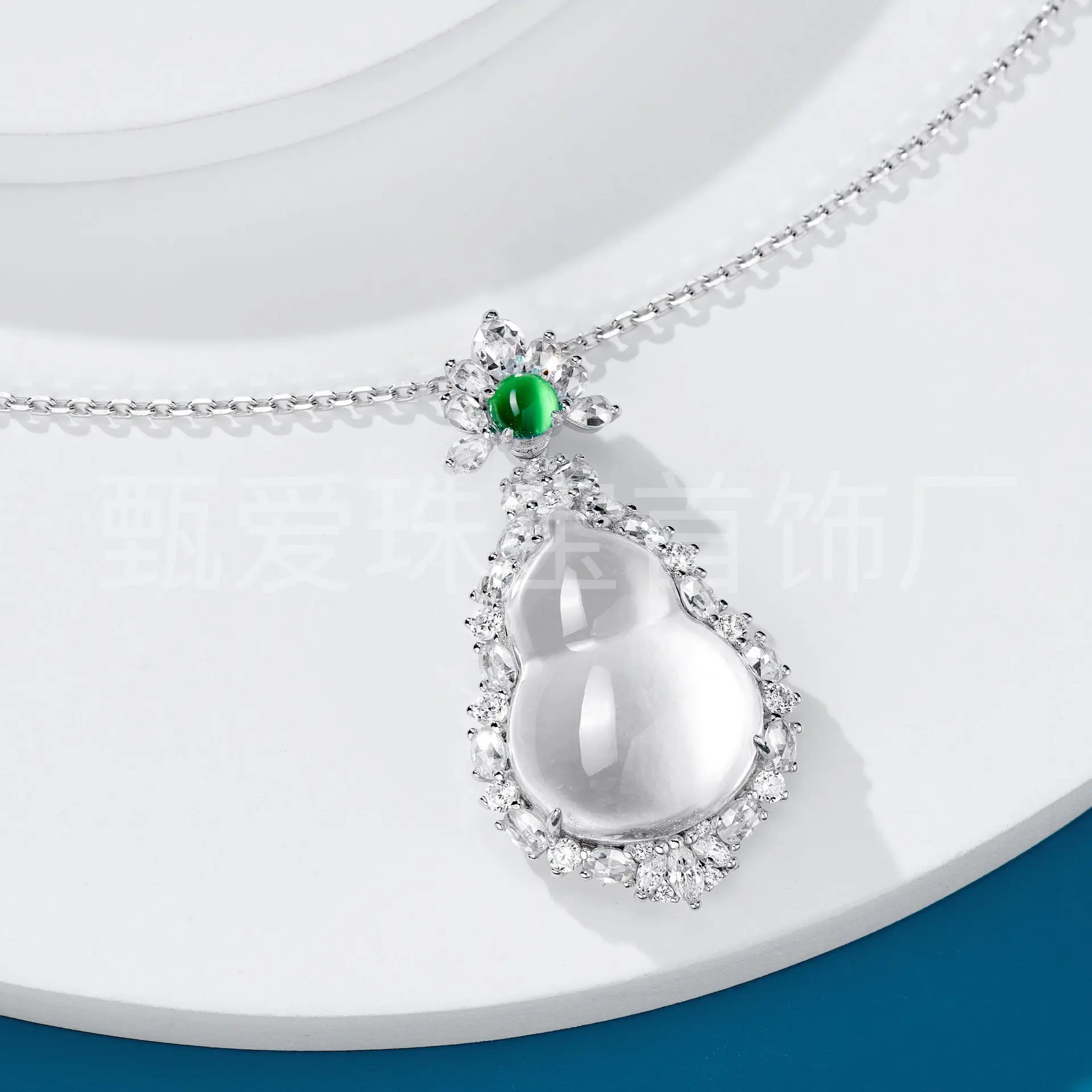 Factory Direct Sales 925 Silver Water Foam Jade Quartz Jade Gourd Necklace New Chinese Style Pendant Wholesale Can Be Sent On Be