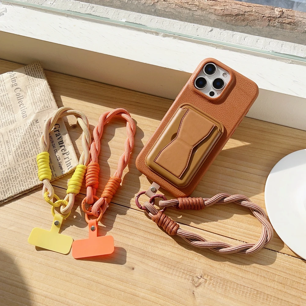 Korea Uniwersalny pleciony krótki pasek do telefonu komórkowego Wiszący łańcuszek z naszywką Odpinany pasek na nadgarstek do telefonu komórkowego