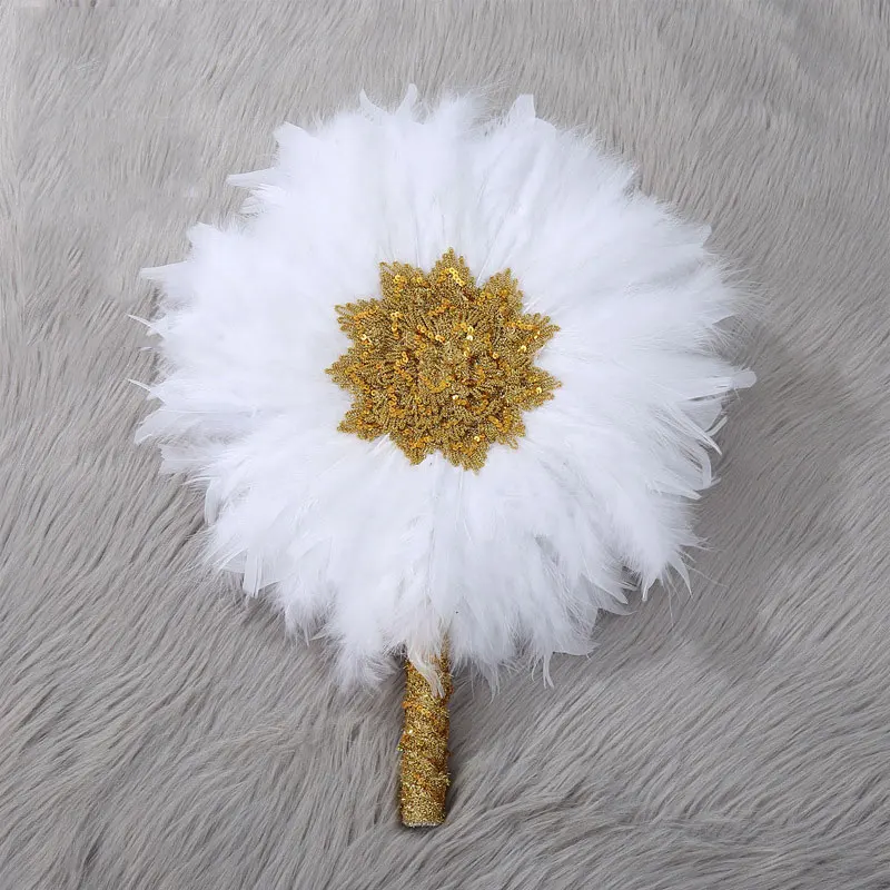 European Bride Holding Feather Fan Bridesmaid Large Decoration Fan Stage Performance Party Fan Photography Prop Wedding Supplies