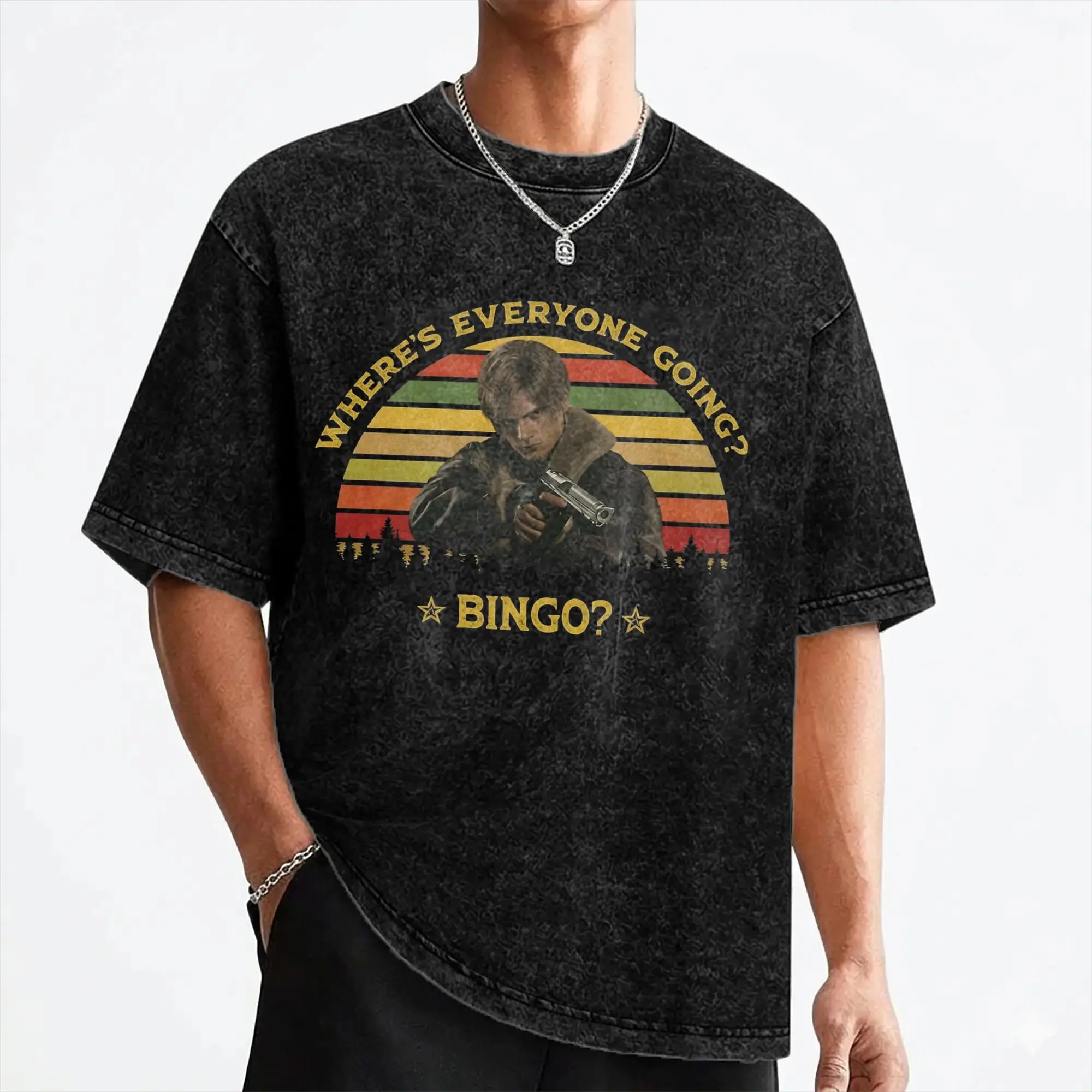 Leon S. Kennedy Washed T Shirt Streetwear Vintage T-Shirts Tees for Men Women 100% Cotton Street Printed
