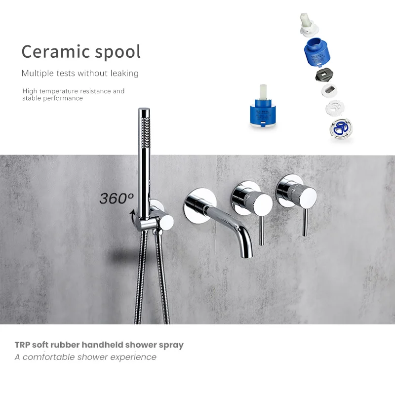 Küvet musluk banyo duş mikser seti sıcak soğuk 2 yollu yön duş katı pirinç ile 150MM/210MM/260MM banyo musluğu karıştırma kiti