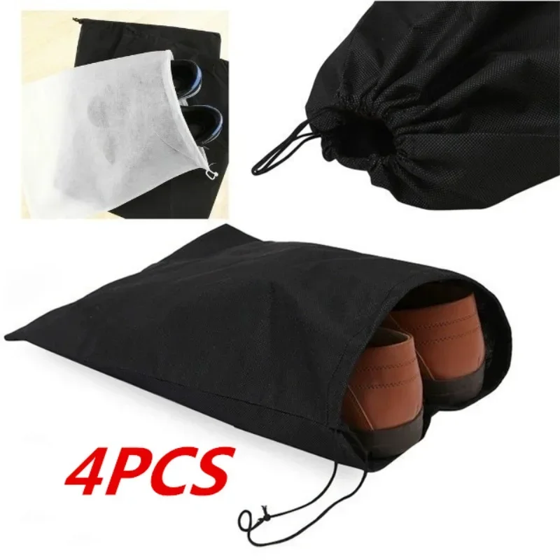 4PCS Portable Shoes Bag Travel Storage Pouch Drawstring Dust Bags Non-woven Storage Bag Shoes Cover