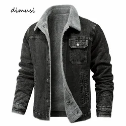 DIMUSI-Chaqueta de invierno para hombre, abrigo con solapa, forro polar Sherpa, grueso, vaquero, camionero, 5XL