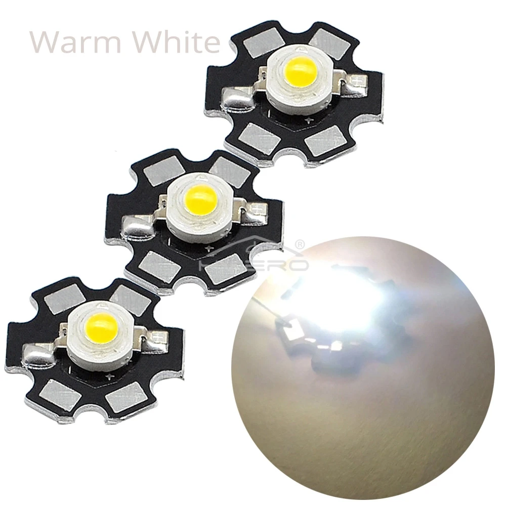 50pcs 1W High Power Warm White Light With 20mm Star PCB Emitter LED 4 Gold Line COB Diodes Lamp Beads For Flashlight Bulb Home