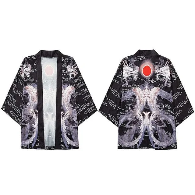 Men Japanese Shirt Short Sleeve Dragon Phoenix Sakura Geisha Casual Comfortable 3D Printed Novelty Trendy Fashion Stylish Jacket