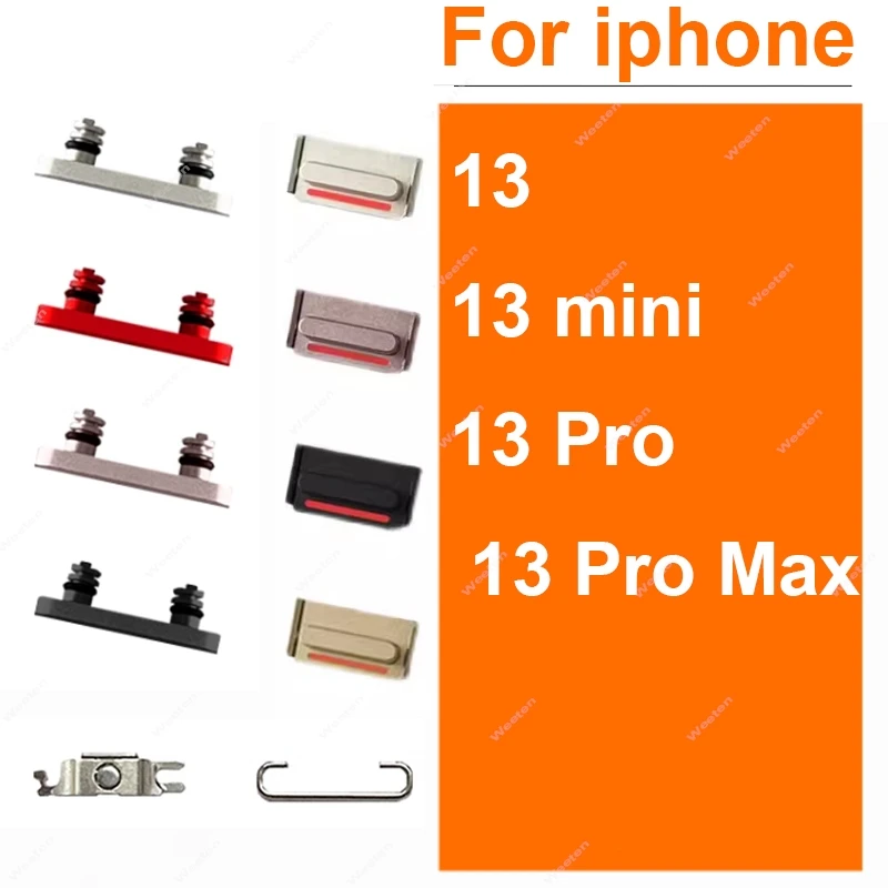 

1 комплект для iPhone 13 13Mini 13 Pro 13 Pro Max Боковая кнопка отключения звука кнопка включения/выключения питания Кнопки громкости + кронштейн Железный крючок маленький Металл