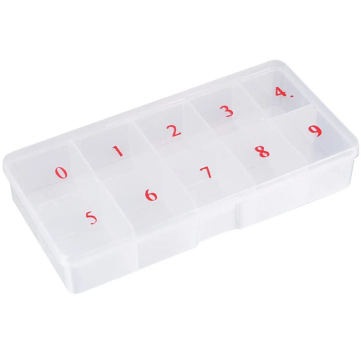 3Pcs Transparent Nail Art Storage Box Fake Nail Piece Case 10-Grid Organizer Storage Container for Home Use Transparent Box
