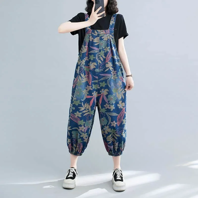 

Denim Jumpsuits for Women Korean Style Vintage Playsuits Casual Cross Pants Loose Trousers Oversized Overalls for Women Clothes