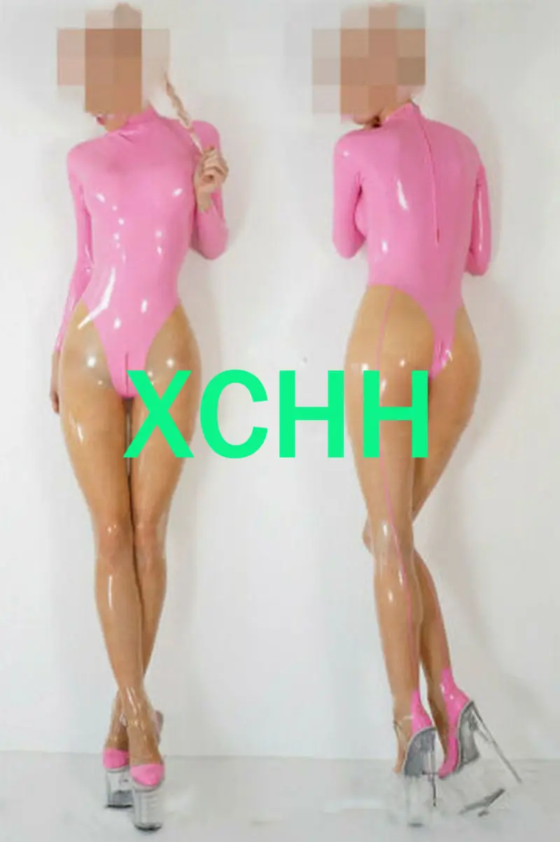 

Sexy Natural Latex Woman Full Body Catsuit Women Jumpsuits with Socks Back Zippers Crotch Zippers Woman Costume