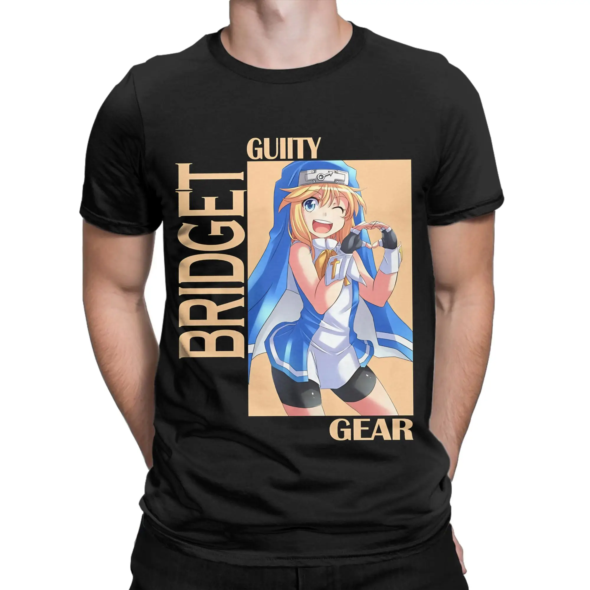 Guilty Gear Bridget Classic Shirt blue poster Funny 100% Cotton T-Shirt guilty gear bridget Tees Tops For Men