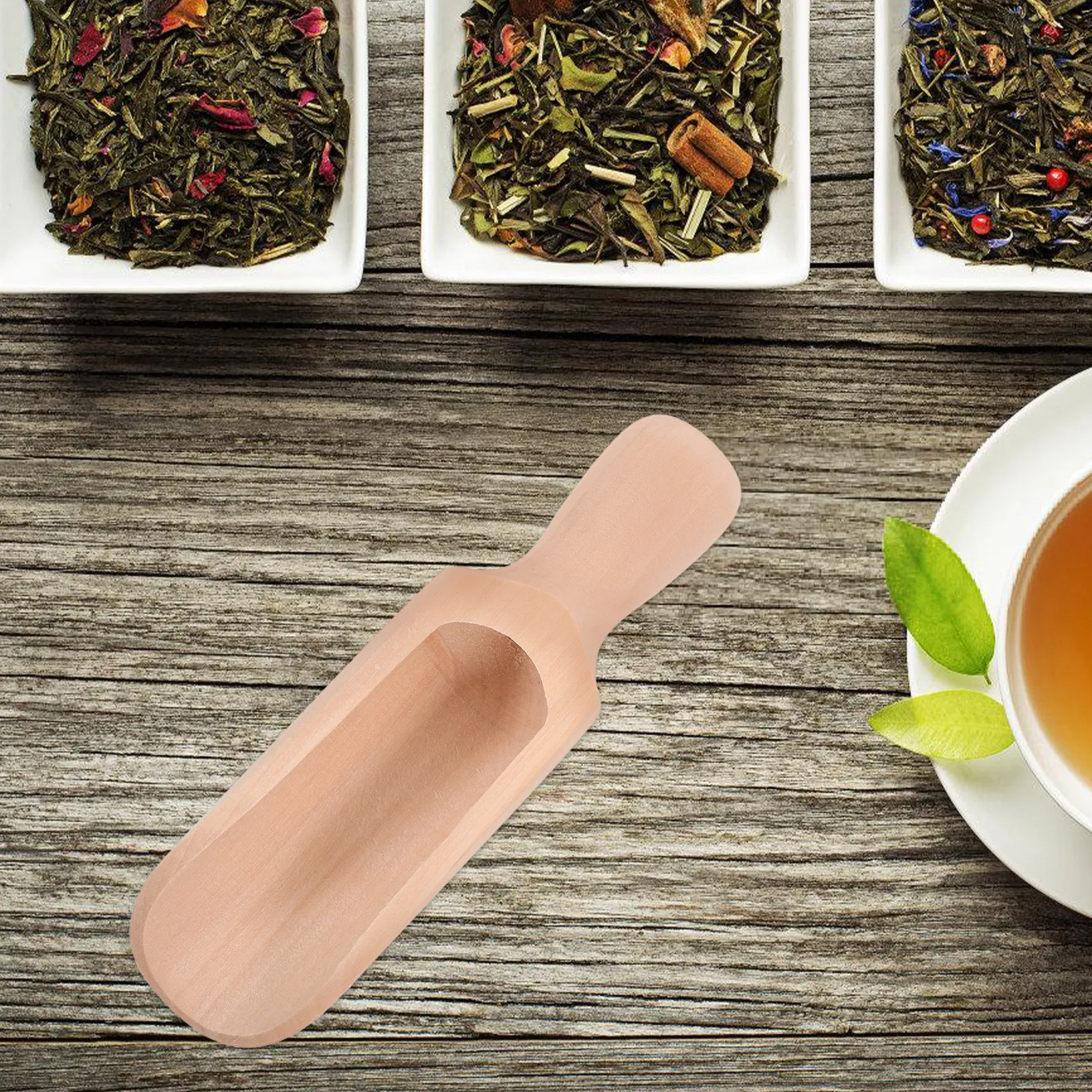 14CM Wooden Spoon Kitchen Coffee Bean Scoop Kitchen Spice Spoons Measuring Cups Condiment Convenient Tea Scoops For Coffee Sugar