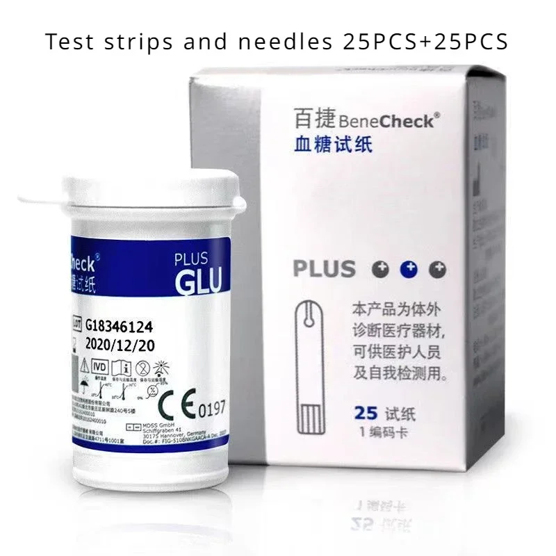 Benecheck – bandelette de Test de glycémie domestique, 25 pièces de papier de Test de glycémie, livr