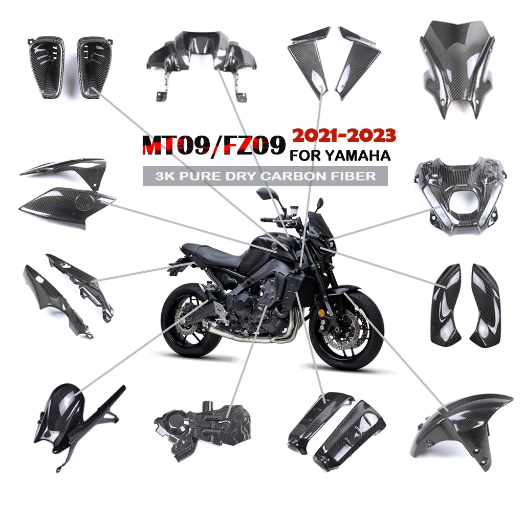 

Motorcycle Accessories Fender Fuel Tank Guard Side Panel Fairing Kit 3K Dry Carbon Fiber For Yamaha MT09 FZ09 2022 2023 2024