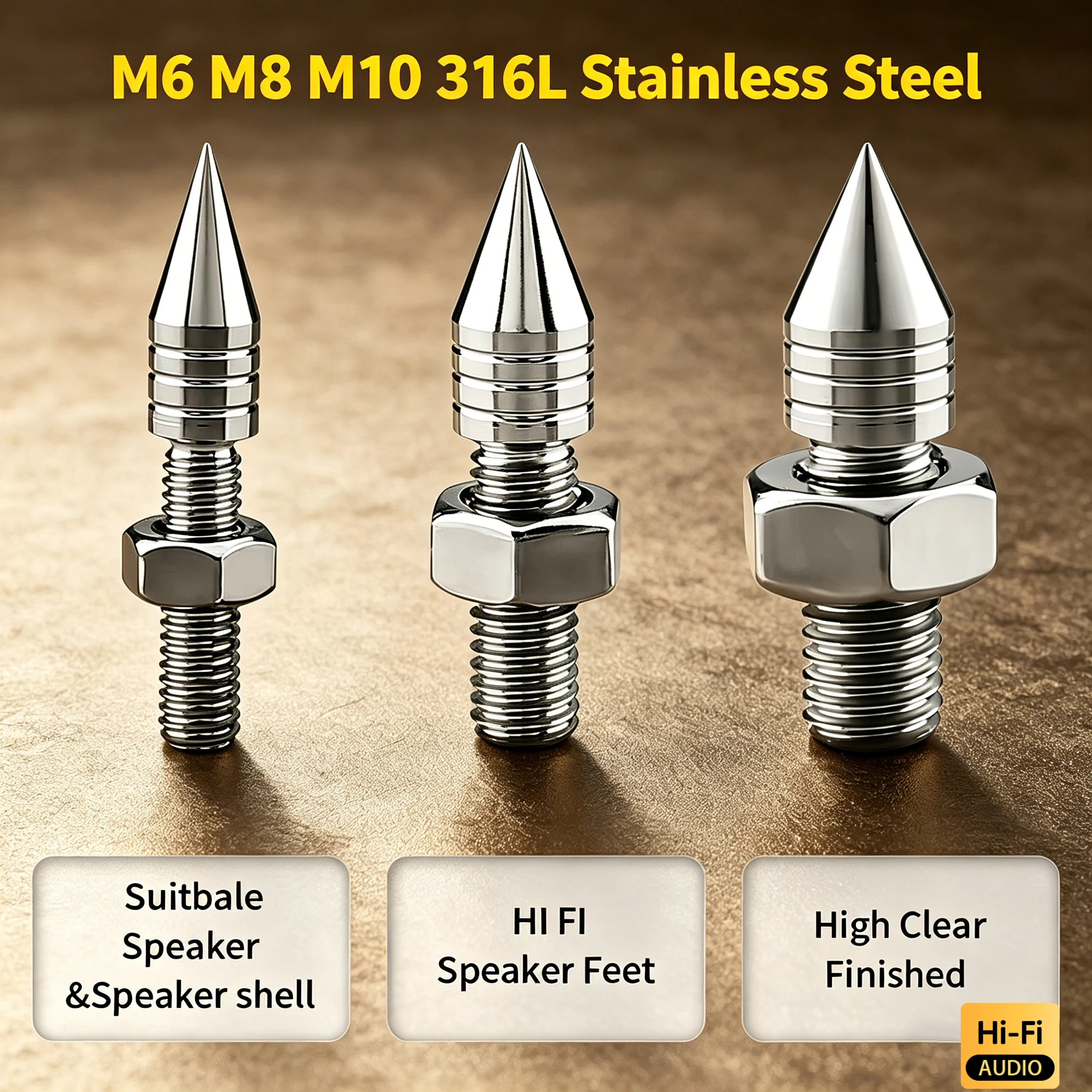 4Pcs HiFi Audio Isolation Feet, 316L Stainless Steel Speaker Spike Stand, Anti-vibration Foot Pad for Amplifier CD Player Audio