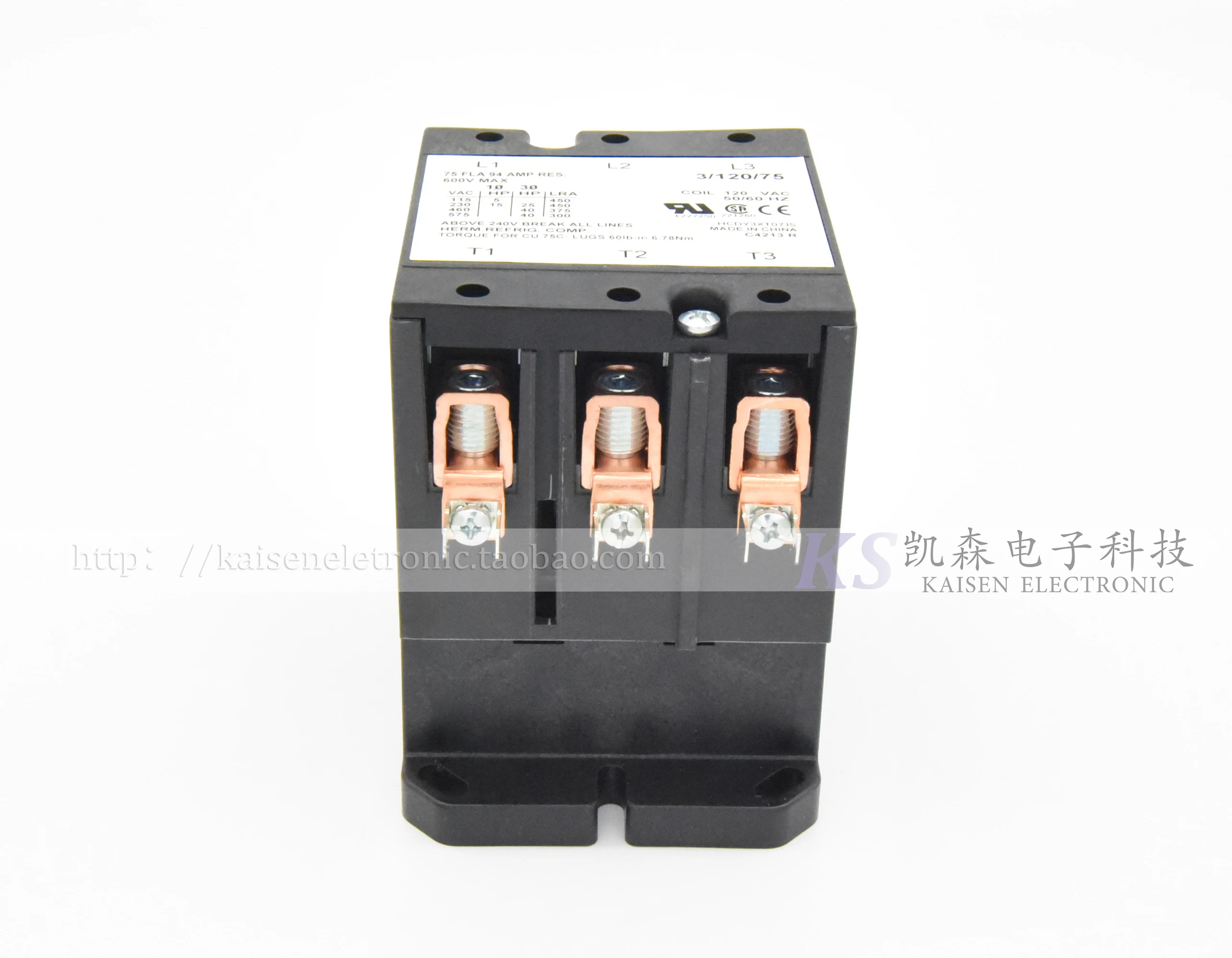 120V 75A HCDY3XT07JS Hartland Controls UL contactor trifásico de CA disponible