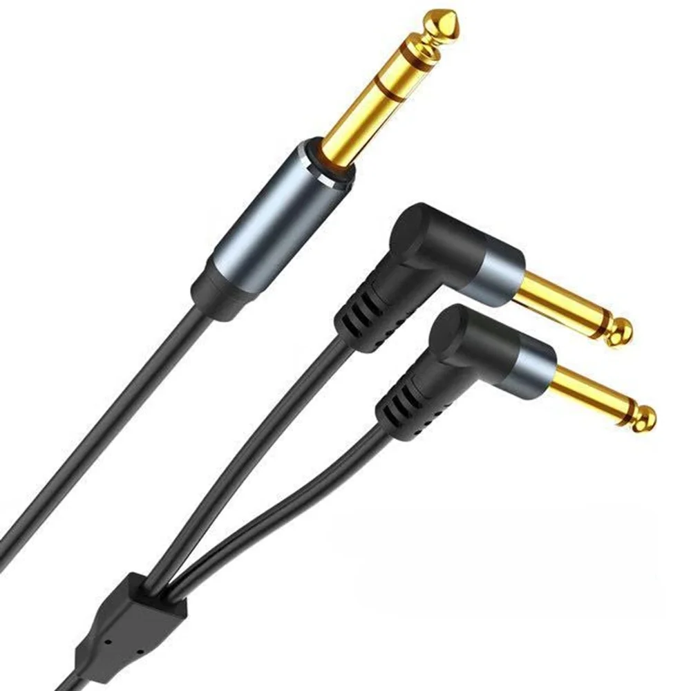 1/4 Cal TRS 6.35mm Stereo do Dual 1/4 Cal TS Mono 6.35 łamany kątowy jack Y Splitter kabel Audio do miksera głośnik wzmacniacz