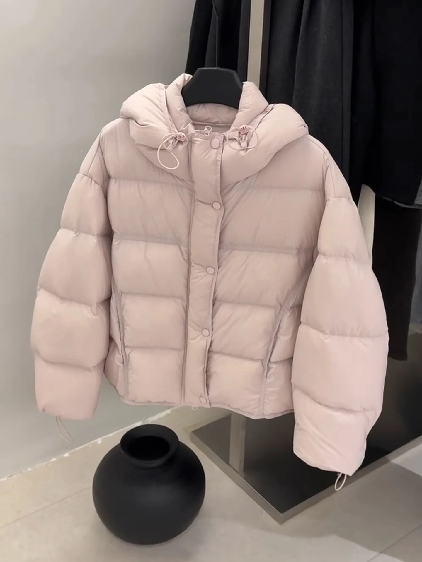 Pink ort Puff down Jaet femmes 2025 hiver nouveau Sle coréen Sle à capuche blanc Du vers le bas manteau chaud Thiened Polyester F...