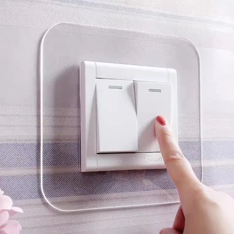 Transparent Switch Protective Cover Socket frame Decor waterproof punch-free acrylic Panel sticker