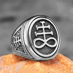 Vintage Lucifer Satan Stainless Steel Mens Rings Gothic Unique Punk for Male Boyfriend Biker Jewelry Creativity Gift Wholesale