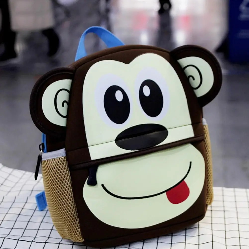 Mochila linda para niños en 3D, mochila ultraligera con patrón de animales de dibujos animados de neopreno para niños, mochila para exteriores