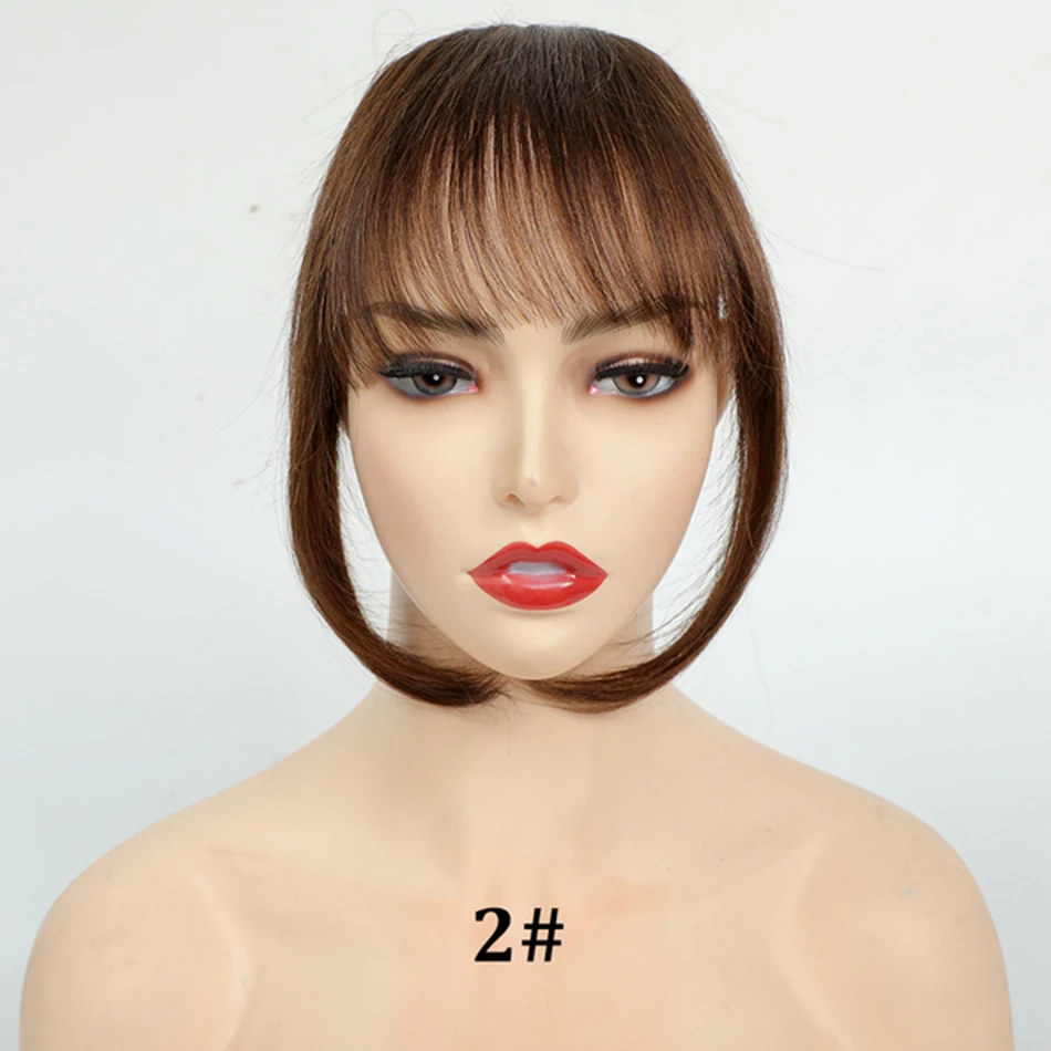 Human Hair Bangs 3 Clips 3D Blunt Cut Straight European Remy Hair Fringe Clip In Hair Extensions 8 Inch 20G Neat Bang Hairpieces