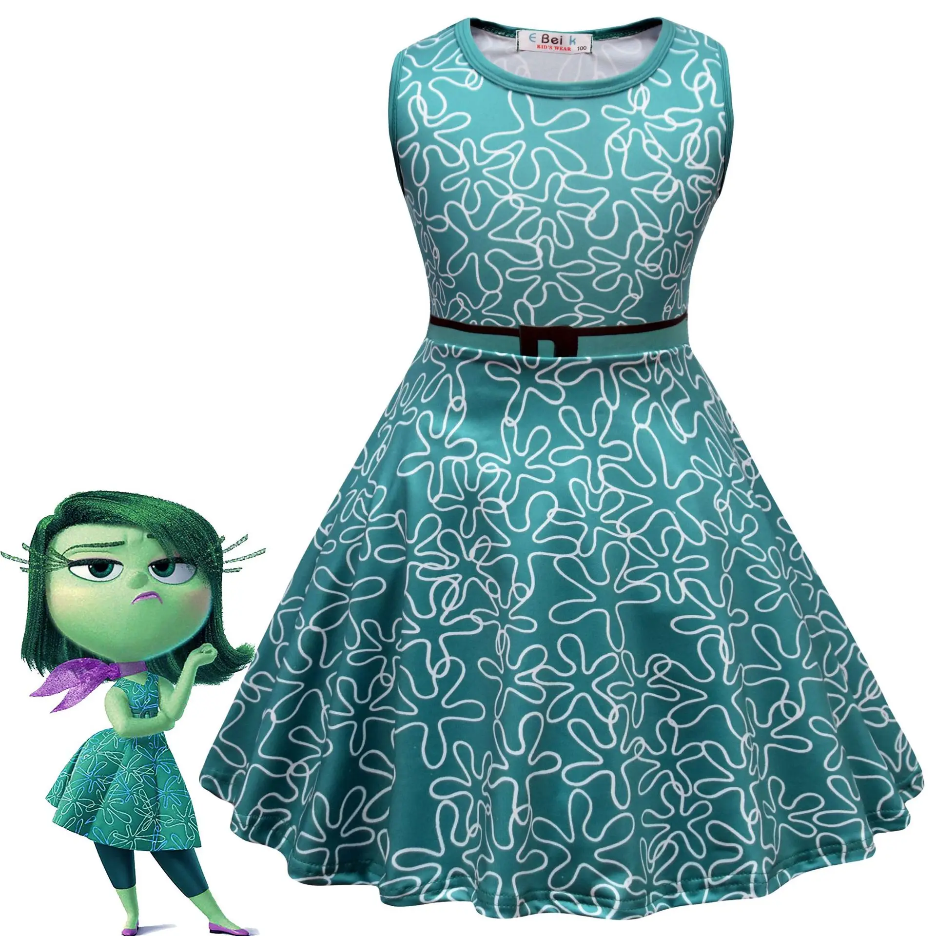 

Disney Inside Out Cartoon Kids Dress Summer Skirt Girls Sundress Casual Dresses Movie Peripheral Products Cosplay Outfit