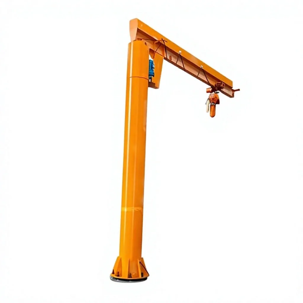 Industrial Pillar Mounted Jib Crane With Electric Hoist 360 Degree Rotating Workshop Material Handling Equipment