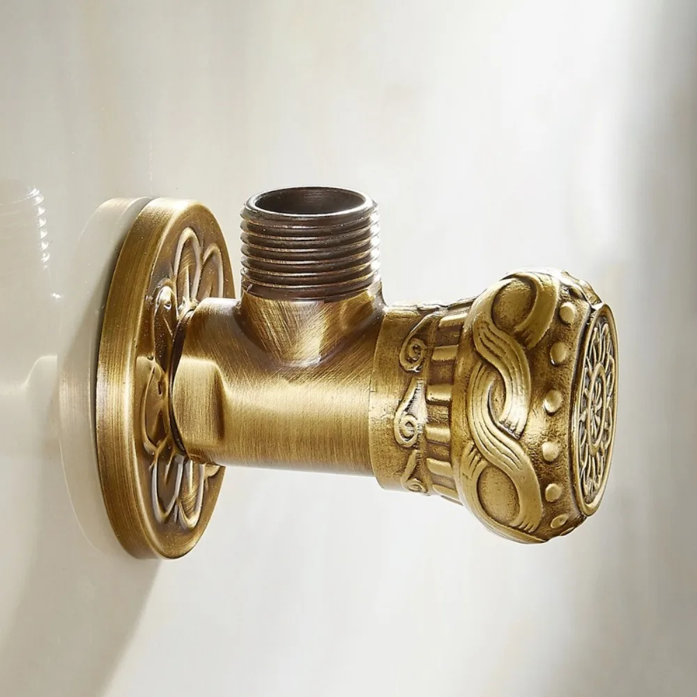 

Античный латунный треугольный клапан, резной ретро, толстый, холодный и горячий, оптовая продажа, черный угол, взрывозащищенный, водяной стопор