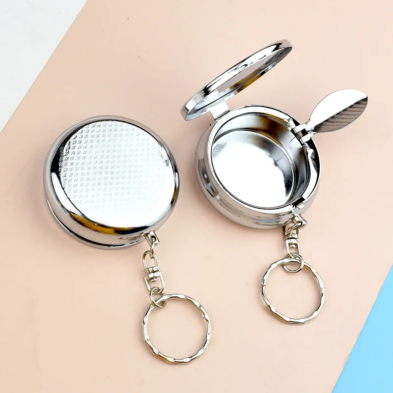 Metal Ashtray Box Portable Carry Mini Ashtray Travel Gift New Hot Sale Party Gift Keychain