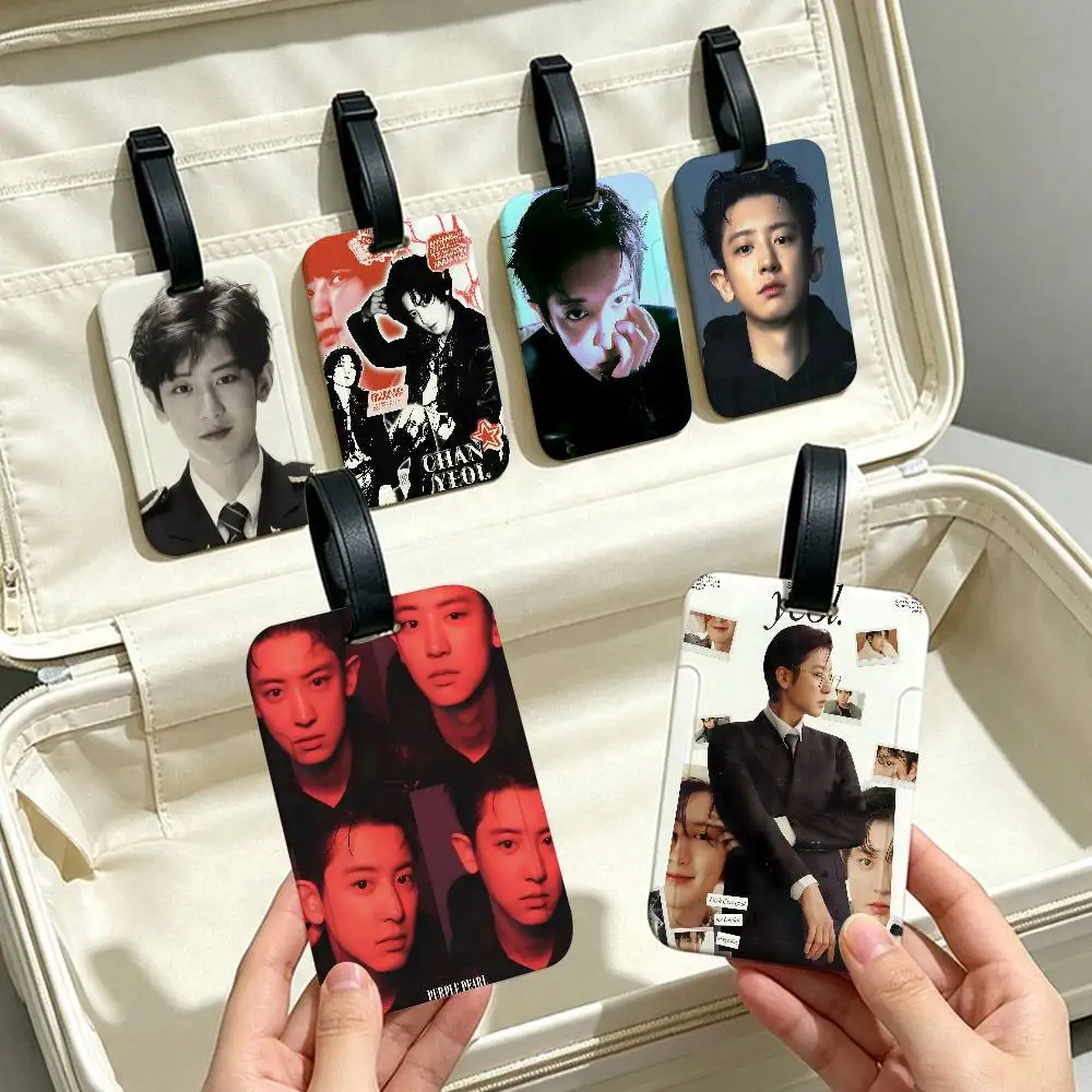 E-EXO P-Park C-Chanyeol Anti lost Travel Luggage Tag PVC ID Information Card Holder Baggage Name Label For Outdoor Trip