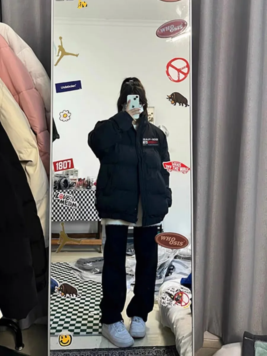 سترة قطنية مقاومة للماء بأسلوب الشارع للرجال، معطف شتوي سميك، نمط الهيب هوب العصري الأمريكي، تصميم فضفاض غير رسمي