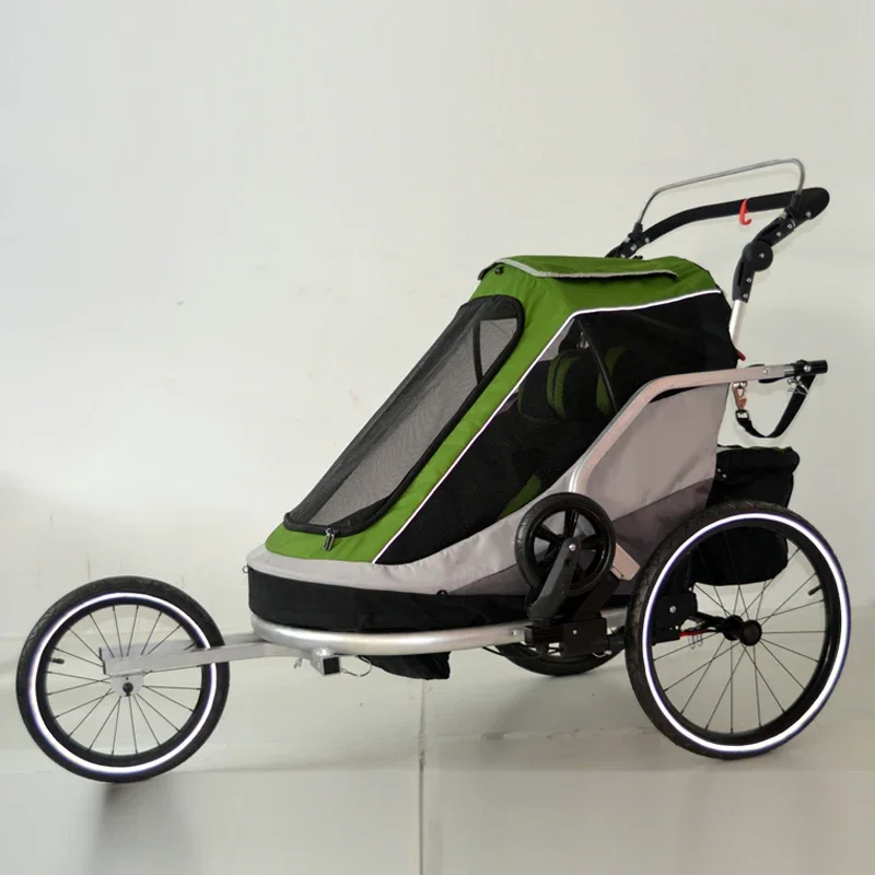 Baby bicycle trailer aluminum alloy double seat child push trailer