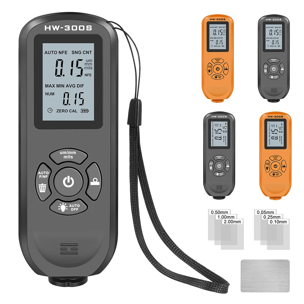 HW-300S Car Paint Coating Thickness Gauge 0-2000UM Digital Film Thickness Meter
