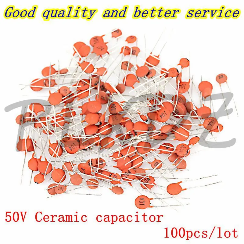 100szt Kondensator ceramiczny 50V 1pF ~ 100nF 0.1uF 104 4.7PF 10PF 22PF 33PF 47PF 100PF 101 220PF 221 330PF 470PF 1NF 103 47NF 473