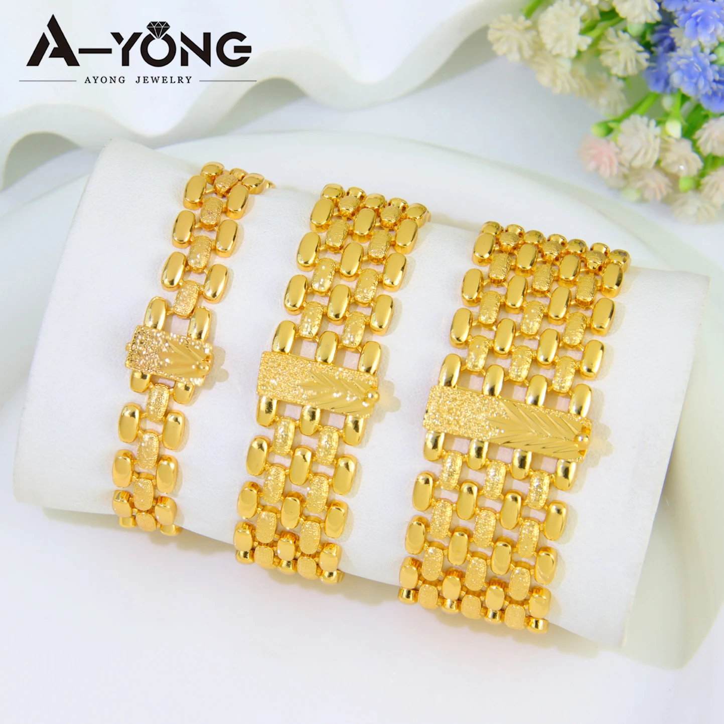 Arabische Frauen Einfache Gold Armband Dubai 24k Gold Überzogene Elegante Armband Armreifen Äthiopischen Klassische Hochzeit Party Schmuck – Detail 5