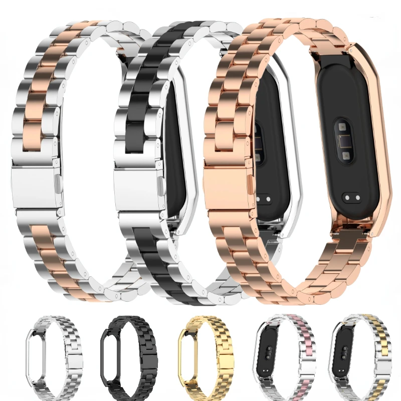 

Металлический ремешок для умных часов Xiaomi Mi Band 9 8 7 6 5 4 3, аксессуары, браслет для Mi Band 9 8, ремень Correa, аксессуары