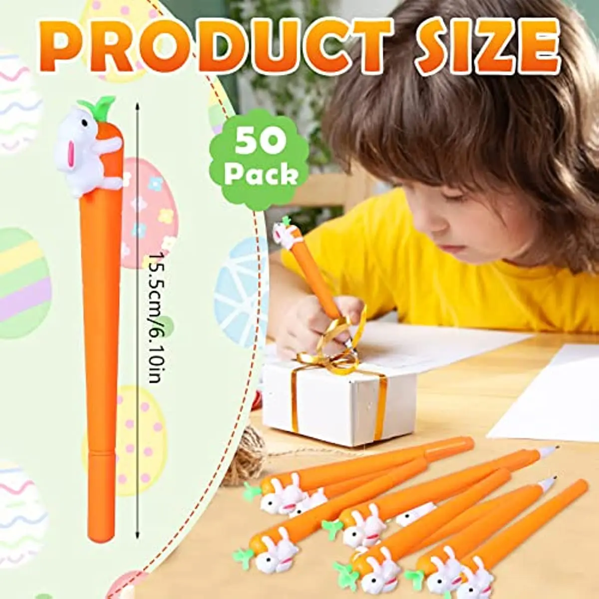 24 Pcs Carrot Bunny Rabbit Gel Ink Pen Easter Gift 0.5 Mm Carrot Pen Cartoon Black Ink Cute Carrot Refillable School Office